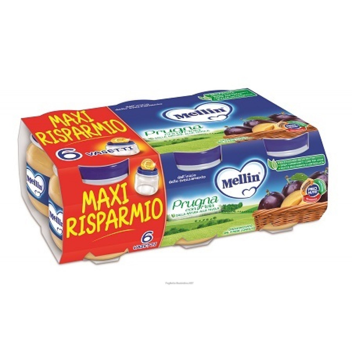 Mellin Omogeneizzato Prugna Mela 100g 6 Pezzi