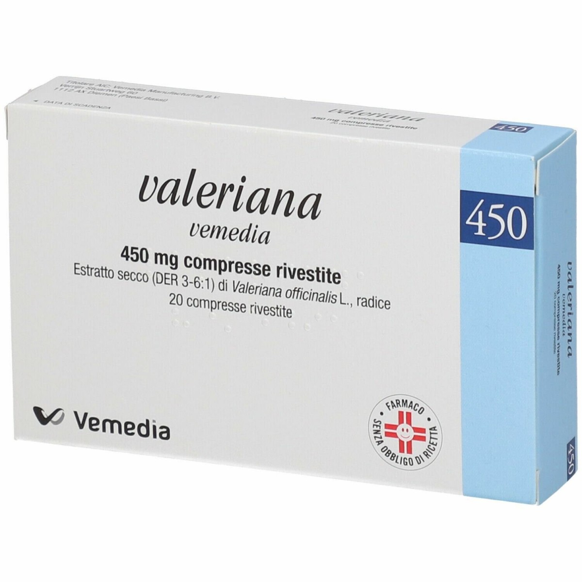 Valeriana Vemedia 20 Compresse Rivestite 450 mg