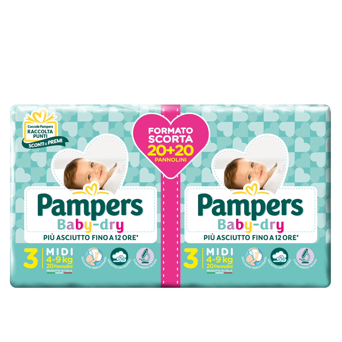 Pampers Baby Dry Midi 4-9kg Formato Duo 40...