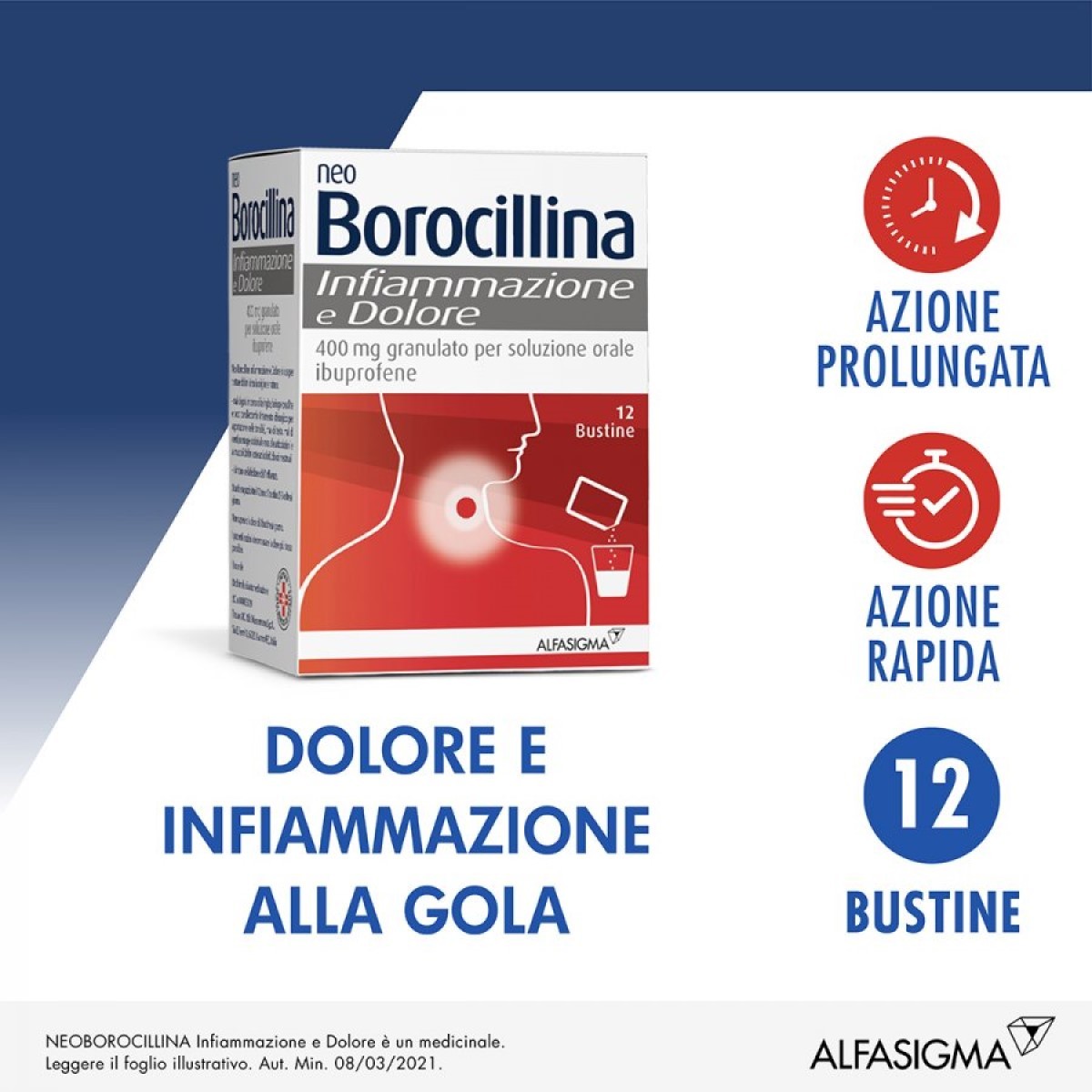 Neoborocillina Infiammazione e Dolore 12 Bustine