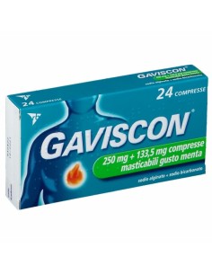 Gaviscon 24 Compresse Masticabili 250+133,5mg Gusto Menta