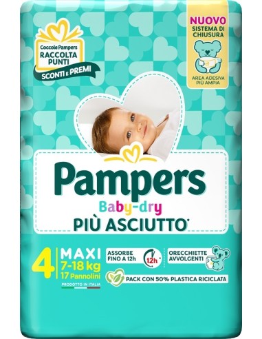 Pampers Babydry Taglia 4 Maxi (7-18 Kg) 17 Pezzi