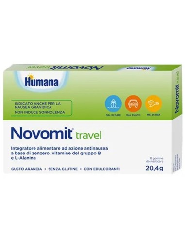 NOVOMIT TRAVEL 12 GOMME DA MASTICARE GUSTO ARANCIA