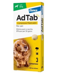 Adtab Cani da 11 A 22kg 3 Compresse Masticabili 450mg