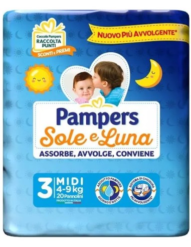 Pampers Sole Luna Pannolini Taglia 3 Midi (4-9...