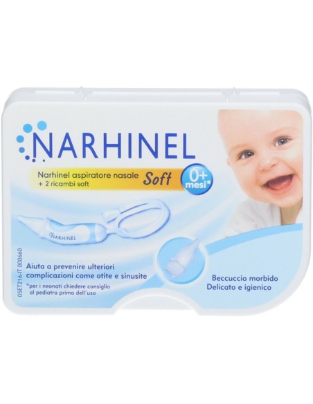 Narhinel Aspiratore Nasale Neonati e Bambini Soft + 2 Ricambi Soft con Filtro Assorbente