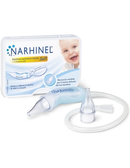 Narhinel Aspiratore Nasale Neonati e Bambini Soft + 2 Ricambi Soft con Filtro Assorbente
