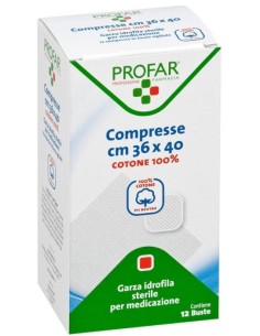 Profar Garze Compresse Sterili in Cotone 12 Pezzi 36x40cm