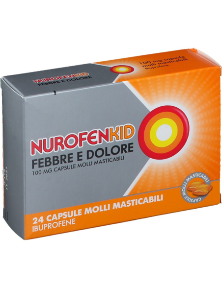 Nurofenkid Febbre Dolore 24 Capsule Molli Masticabili 100mg