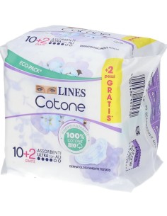 Lines Cotone Bio 12 Assorbenti Ultra Con Ali