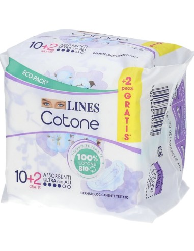 Lines Cotone Bio 12 Assorbenti Ultra Con Ali