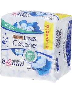 Lines Cotone Bio 10 Assorbenti Notte Con Ali
