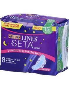 Lines Seta Ultra 8 Assorbenti Notte con Ali