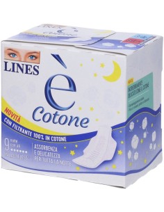 Lines è Cotone 9 Assorbenti Notte con Ali