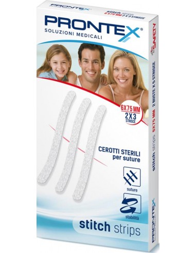PRONTEX STITCH STRIPS 6X75 MM 6 PEZZI