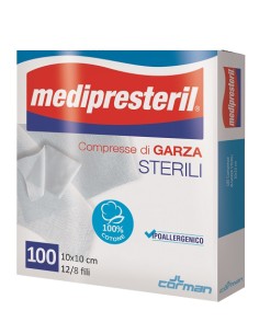 GARZA COMPRESSA MEDIPRESTERIL 12/8 FU 10X10CM 100 PEZZI