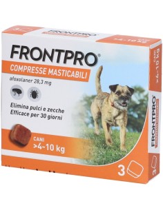 Frontpro Pulci e Zecche 3 Compresse Masticabili Cani 4-10 Kg