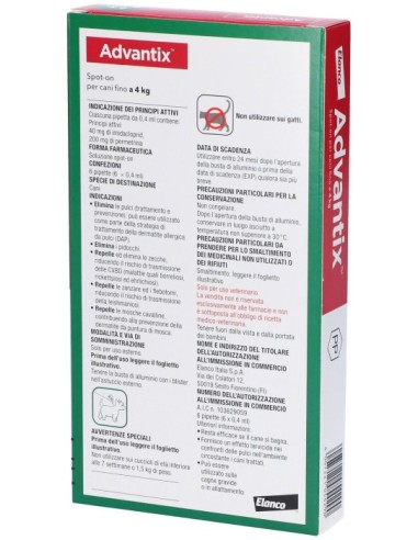 Advantix Spot On Cani Fino 4Kg - 6 Pipette...