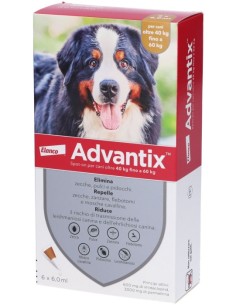 Advantix Spot On Per Cani Da 40kg a 60kg 6 Pipette Da 6ml