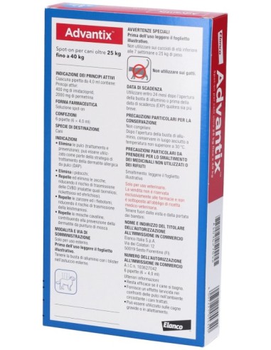 Advantix Spot On Per Cani da 25 a 40 Kg - 6...