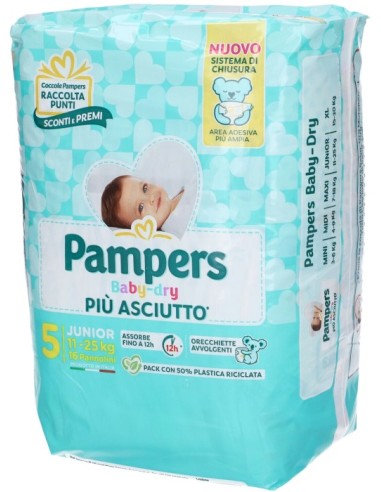 Pampers Babydry Taglia 5 Junior (11-25 Kg) 16...