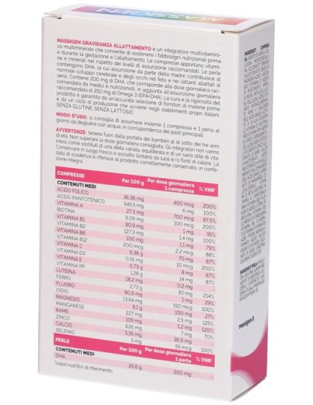 Massigen Dailyvit+ Gravidanza Allattamento 30 Perle + 30 Compresse