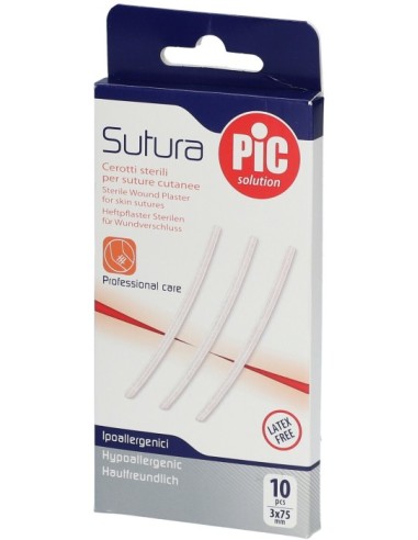 Pic Cerotti Sutura 3x75mm 10 Pezzi