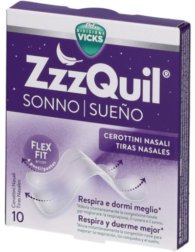 Vicks ZzzQuil Sonno 10 Cerottini Nasali Respira...