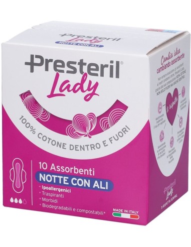 Lady Presteril 10 Assorbenti Notte Cotone con...
