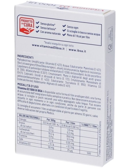 Ibsa Vitamina D3 1000UI 30 Film Orodispersibili