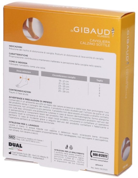 Gibaud Cavigliera Calzino Sottile Cotone Taglia 1