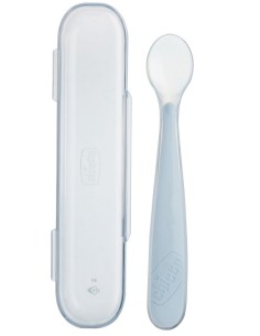 CHICCO CUCCHIAIO SILICONE CON CASE GRIGIO 6 MESI+