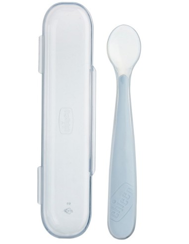 CHICCO CUCCHIAIO SILICONE CON CASE GRIGIO 6 MESI+