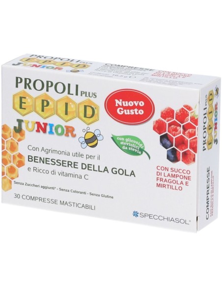 Propoli Plus Epid Junior Gusto Lampone/Fragole/Mirtillo 30 Compresse Masticabili