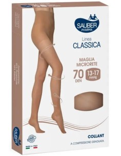 Sauber Collant 70 Denari Microrete Neutro Beige 3 Linea...