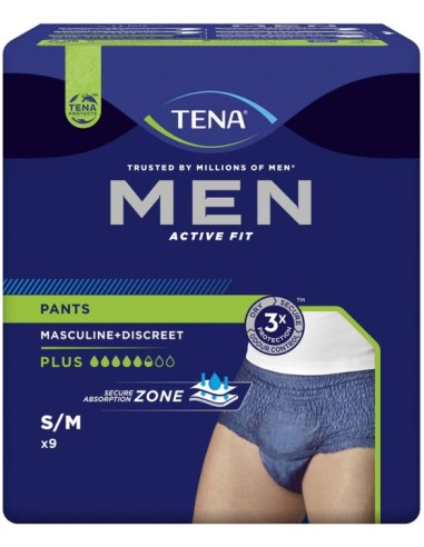Tena Men Active Fit Pants Taglia S/M 9 Pezzi