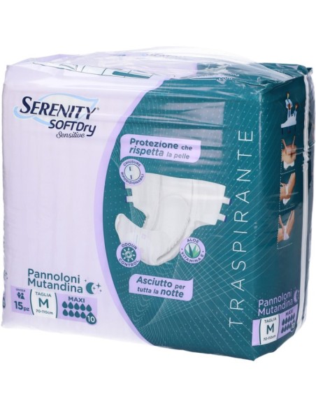 Serenity SoftDry Sensitive Pannolone Mutandina Maxi Taglia M 15 Pezzi
