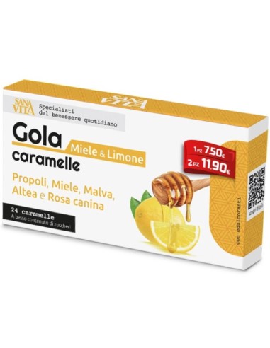 Sanavita Gola Limone e Miele 24 Caramelle
