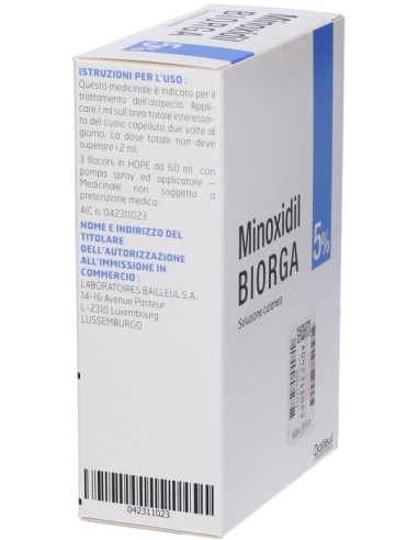 Minoxidil Biorga 5% Soluzione Cutanea 3x60ml