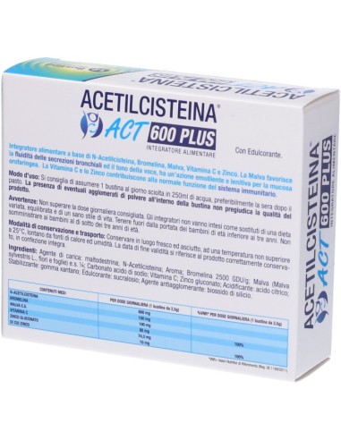 Acetilcisteina ACT 600 12 Bustine Effervescenti