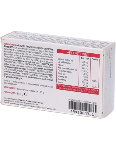 Cardiokolester 10 Sincro 30 Compresse Rivestite