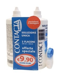 CONTACTA SOLUZIONE 2 FLACONI DA 360 ML + PORTALENTI IN...