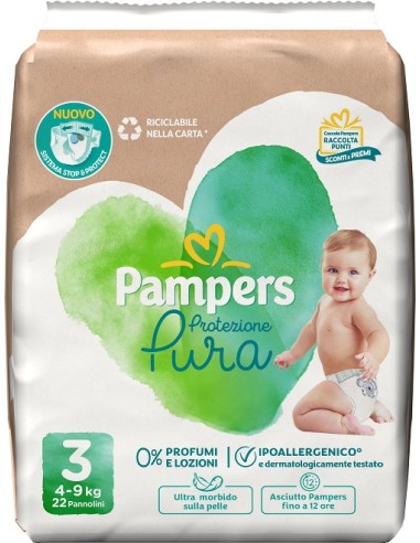 PAMPERS PROTEZIONE PURA MIDI PANNOLINI 22 PEZZI